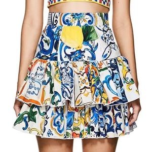 D&G Dupe Ruffle Patterned Sicilian Skirt